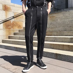 S-6XL!! Pantaloni casual da uomo primavera 2023 nuovi pantaloni bidirezionali con cerniera bidirezionale in stile coreano