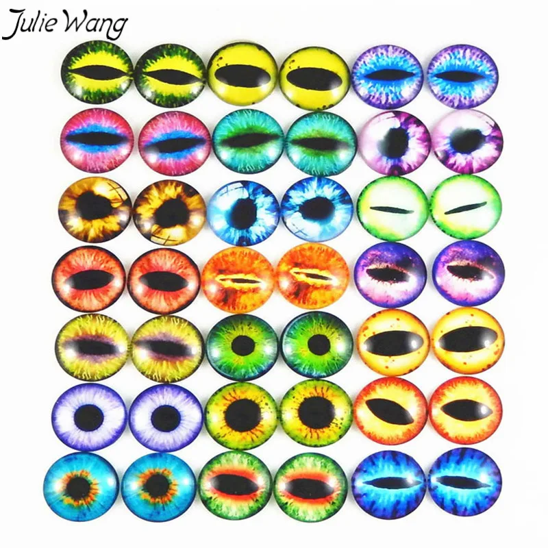 Julie Wang Multi Color Optional Cat Dragon Evil Eye Clear Transparent Cover Cameo Cabochon DIY Finding Round 6-30mm