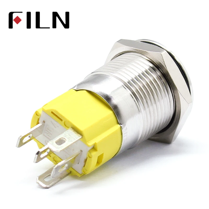 16mm 6V 12V 110V 220V LED Momentary Latching Stainless Steel anti vandal waterproof metal Push Button Switch with Power symbol