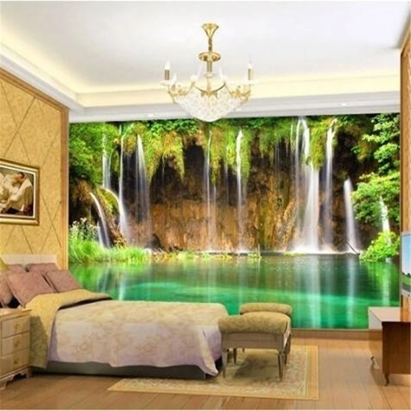 beibehang Custom photo 3d wallpaper mural beautiful artistic waterfall lake TV background decorative painting papel de parede