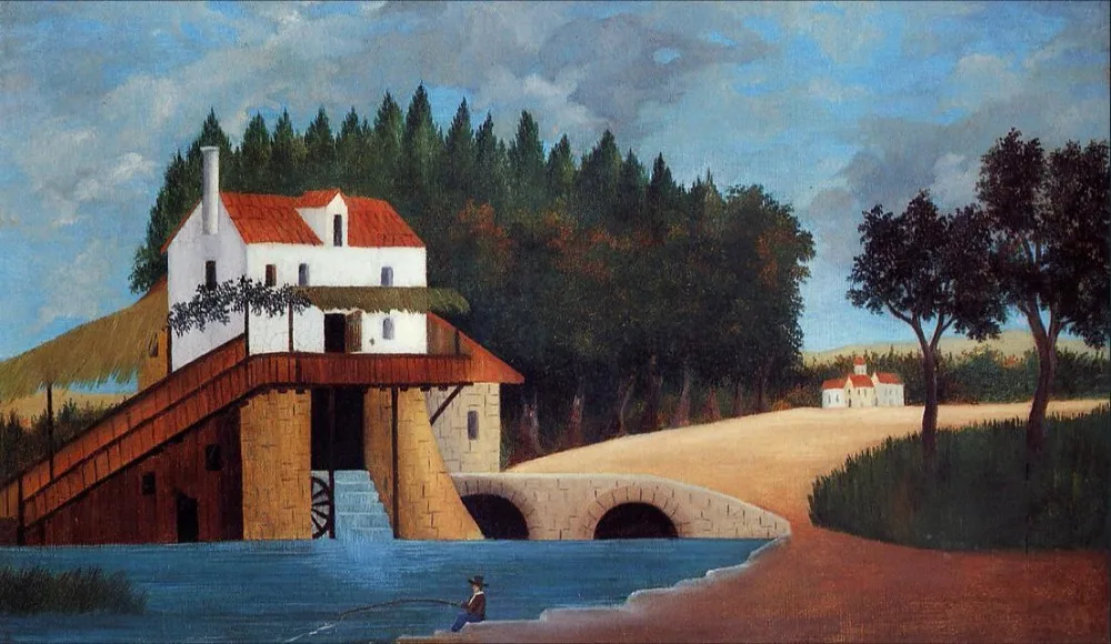 High quality Oil painting Canvas Reproductions The Mill (1896)   by Henri Rousseau painting hand painted