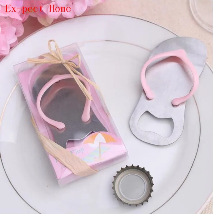 100Pcs Pop the Top Flip Flop Bottle Opener Stainless Steel Slipper Bottle Opener With Box Wedding Favors Gifts bottle openers