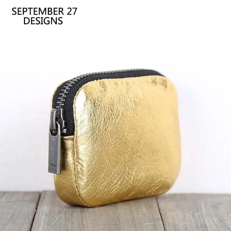 

Mini Coin Purses Genuine Leather Luxury Women Casual Small Organizer Bags Gold Storage Coin Pouch Cowhide Credit Card Wallet