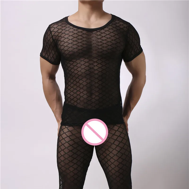 Men Sexy Undershirt Ultra-thin Cool Thermal Sleep Underwear Shirt Close-Fitting Short Sleeve Relax Breathable Strench Undershirt