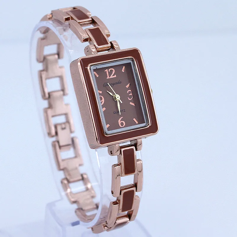 Reloj de pulsera cuadrado para mujer y niña, pulsera con correa de oro rosa, 5 colores disponibles, batería incluida, nuevo O20