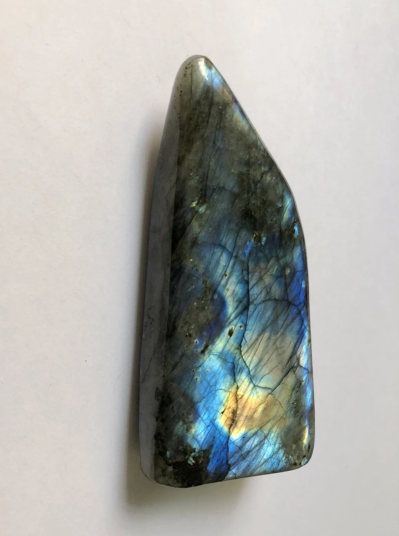 Polished Labradorite Gem Stone Palm-Madagascar Labradorite- Self Standing,One Pack 3