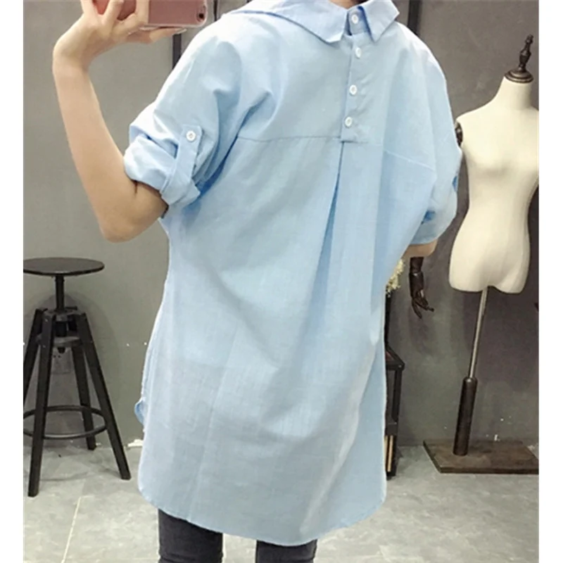 Blouse Shirt Womens Spring Summer Casual Loose White Blouse Shirts Cotton Linen Tops For feminina Blusas Shirts Woman New
