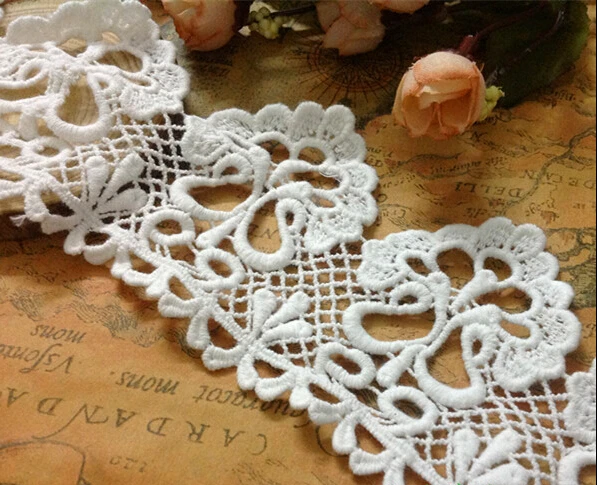 

5 yards/lot width 6.5cm 2.55" white tree cotton embroidery lace trim Ribbon fabric SL4K497