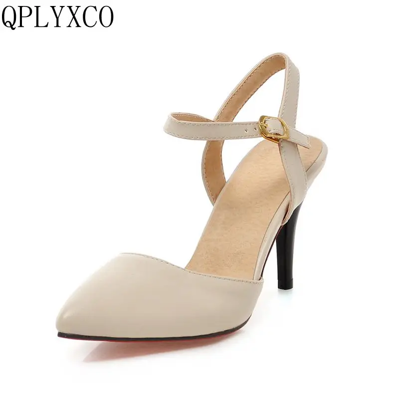 QPLYXCO Plus Sweet Summer Sandals Small And Big Size 31-47 Pumps High Heels Party Wedding Women Shoes  Zapatos Mujer 1391