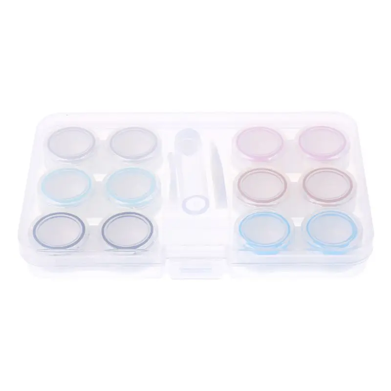 1 Set Contact Lens Case Box 6 Boxes Simple Transparent Leakproof Portable Storage Eye Care Kit Organizer Container