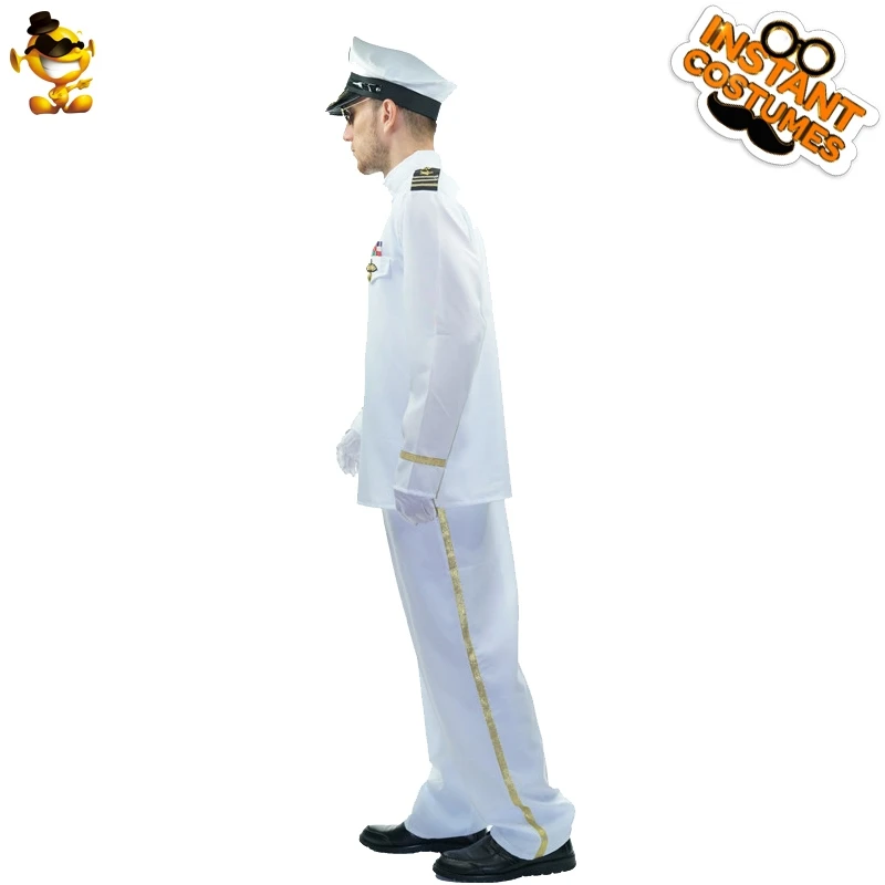 Costume da pilota di carriera per uomo adulto gioco di ruolo abiti da pilota bianchi abbigliamento Fancy Dress Party Costume