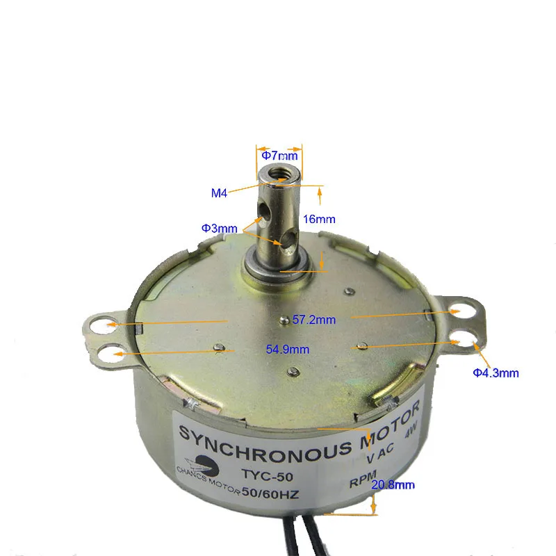 Incubator Motor TYC50 Low Speed Synchronous Motor 110V AC 0.8-1RPM CW/CCW Permanent Electric Motor For Art Project