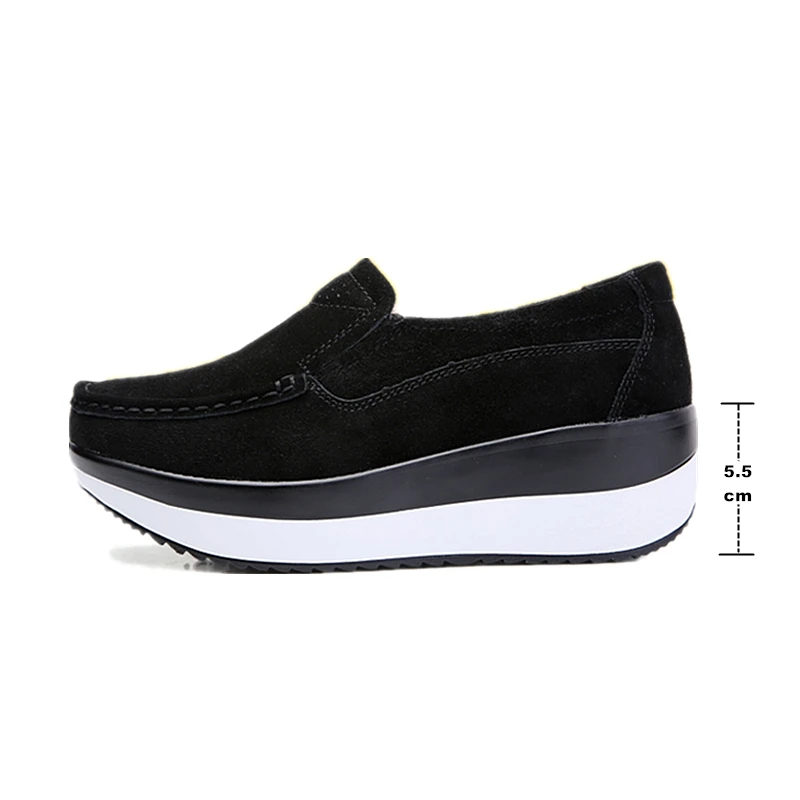 WOIZGIC-zapatos planos de ante de vaca para mujer, mocasines de plataforma, elegantes, sin cordones, PX-3213