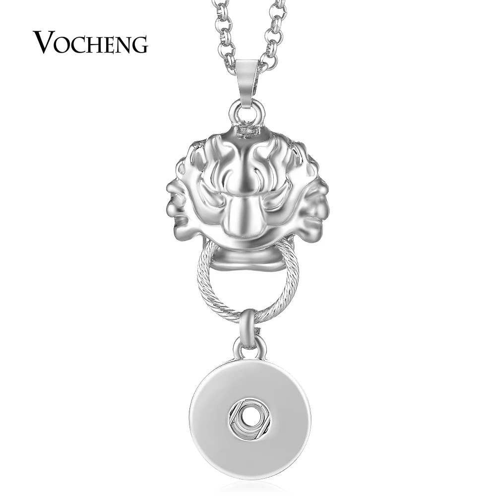 

10pcs/lot Vocheng Ginger Snap Button Animal Lion Necklace Pendant Fit 18mm with Stainless Steel Chain NN-586*10