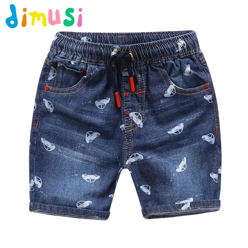 DIMUSI Boy\'s car printing Jeans Ripped Shorts for Boy\'s Summer Panties Jeans Shorts for Children Girls Shorts for Kids BC069