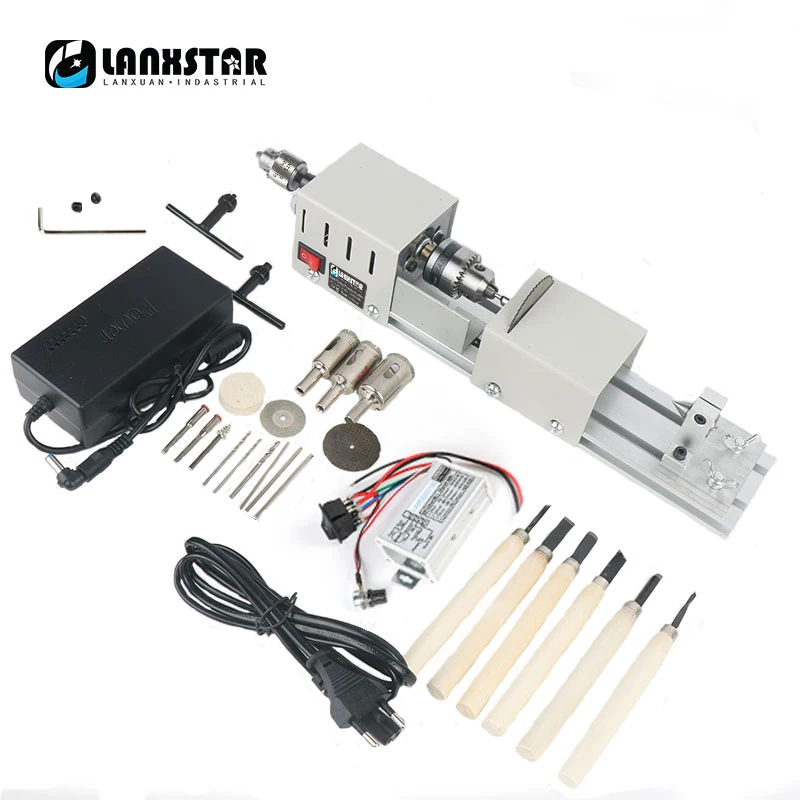 Woodworking Lathe Manual Mini Lathe DIY Woodworking Beads Machine Polishing and Cutting Multi-Function Bracelet Puncher Set