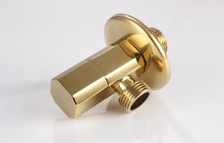 Solid luxury gold Plated Water Faucet Angle Brass Diverter Toilet Valve AG666