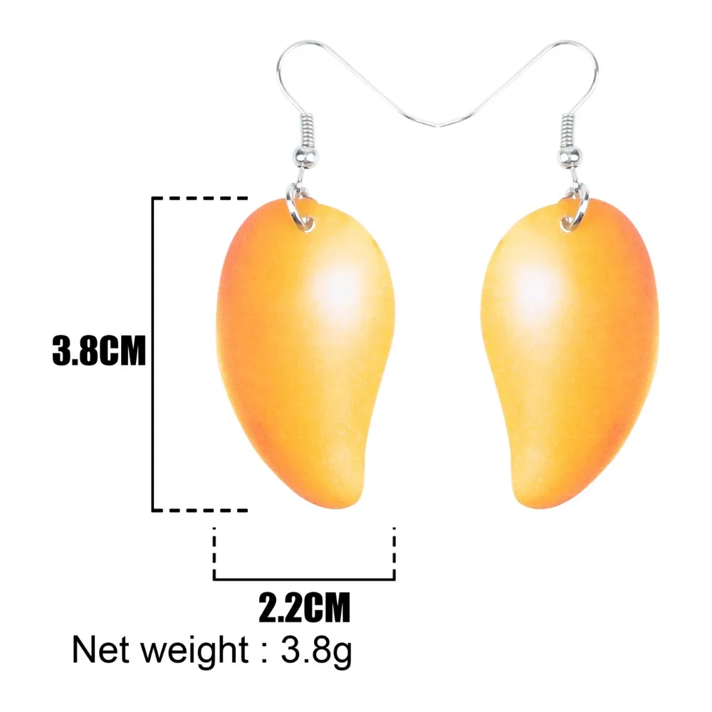 Bonsny Statement Acrylic Yellow Mango Earrings Big Long Dangle Drop Fashion Fruit Jewelry For Women Girls Teens Gift Wholesale image 5