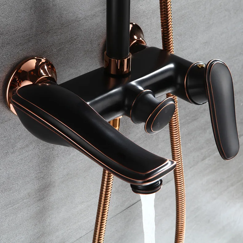 Luxury Oil Rubbed Bronze solid Brass Bath Shower Faucet Set 8