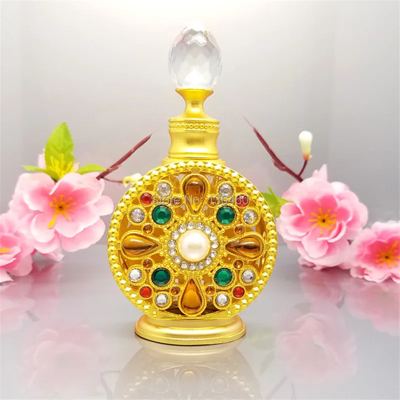 

arabic parfume bottle luxury royal Metal Plates Fragrance Bottles decorative glass perfume essential oil dropper bottle gold