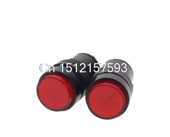 

(2)Round Indicator Light 2 Pins Red 220V Signal Lamp 16mm Mounting Hole NXD-213