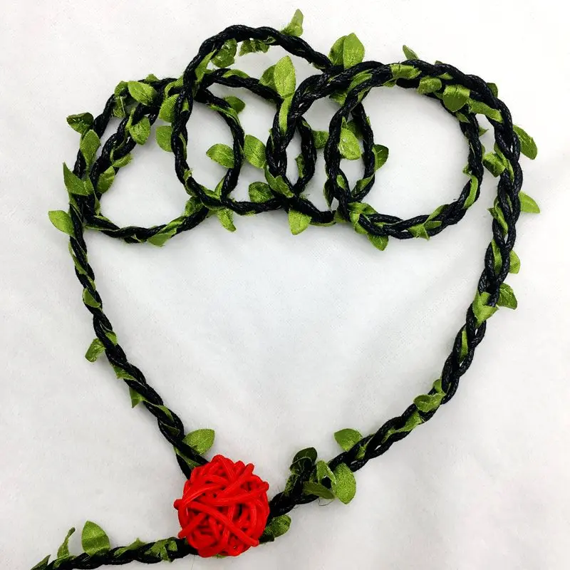 

3 Yards Vintage Satin Leaf Leaves Green Fake Plant Vine Garlands Weaving Ribbon Sew On Lace Trim Wedding Dress Veil Home Deco