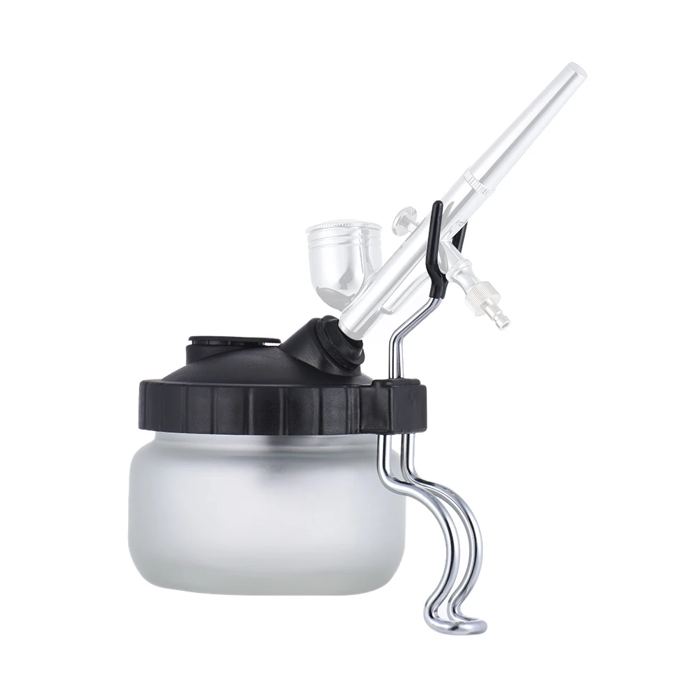 Nasedal Airbrush Cleaning Pot Spray Gun Cleaner Glass Air Brush Holder Clean Paint Jar Bottle Spray Gun Clean Tools Set