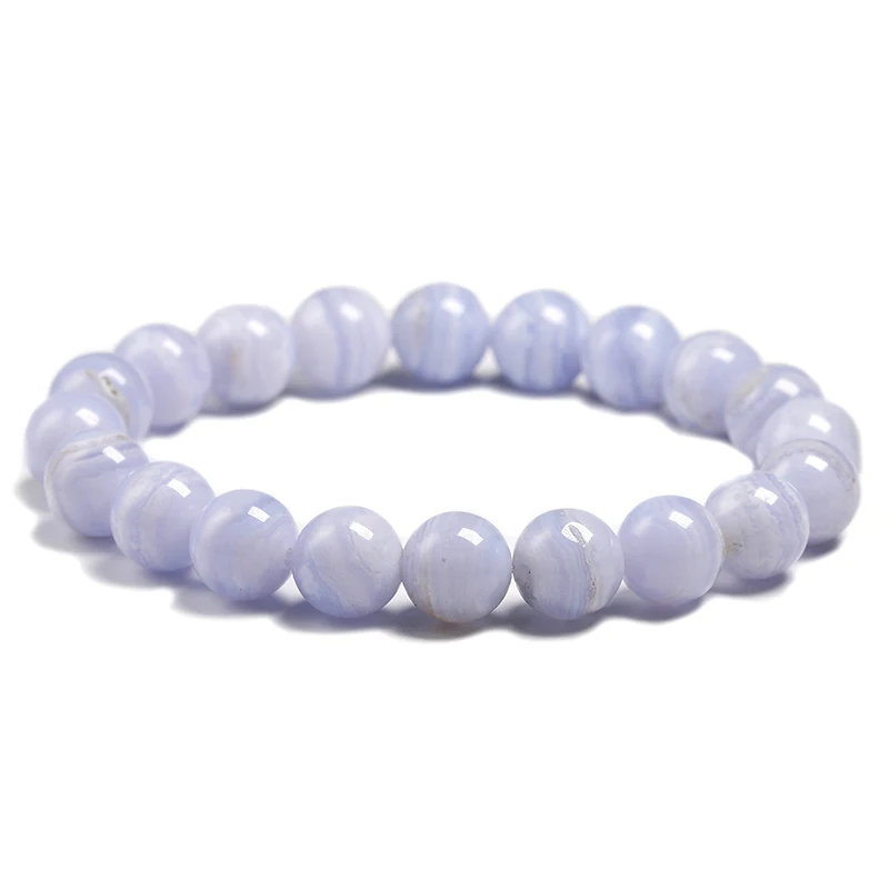 Natural A+Blue Lace Agate Bracelet Women Men Jewelry Stone 6mm 8mm 10mm Beaded Charm Bracelets Bangles Handmade Energy Gift