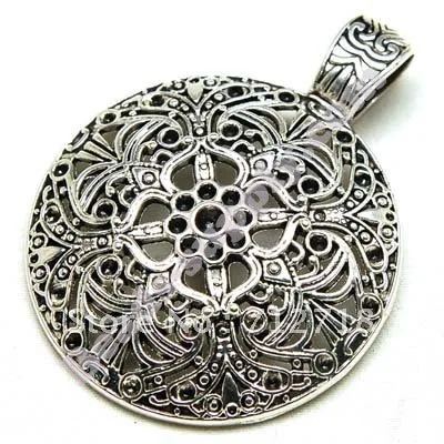 Miasol 5 Pieces 47*62 MM Antique Silver Stripe Round Slide Charm Pendant For Diy Jewelry Making