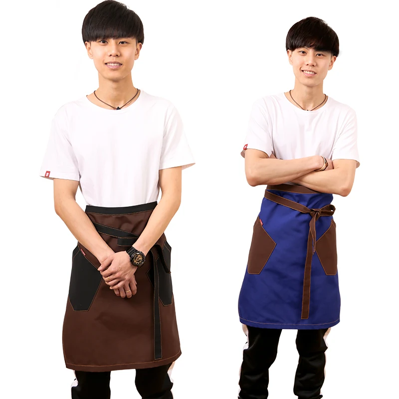 Unisex Japanese Apron Waist Denim Apron Barista Vintage Half Apron Cooking Aprons Men Pinafore