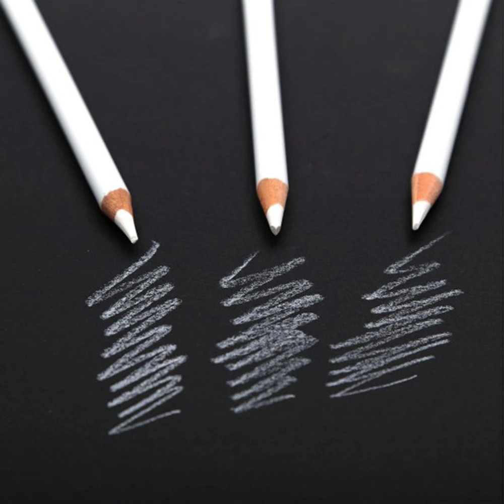 3Pcs/lot  White Sketch Charcoal Pencils Standard Pencil Drawing Pencils Set For School Tool Painting Art Supplies Rated