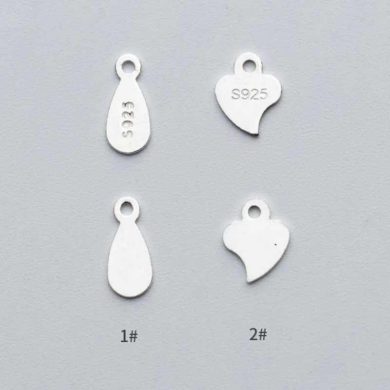 10pcs/lot 925 Sterling Silver Small Drop Charms Water Drop/Heart Extension Chain Tail Pendants DIY Jewelry Making Findings