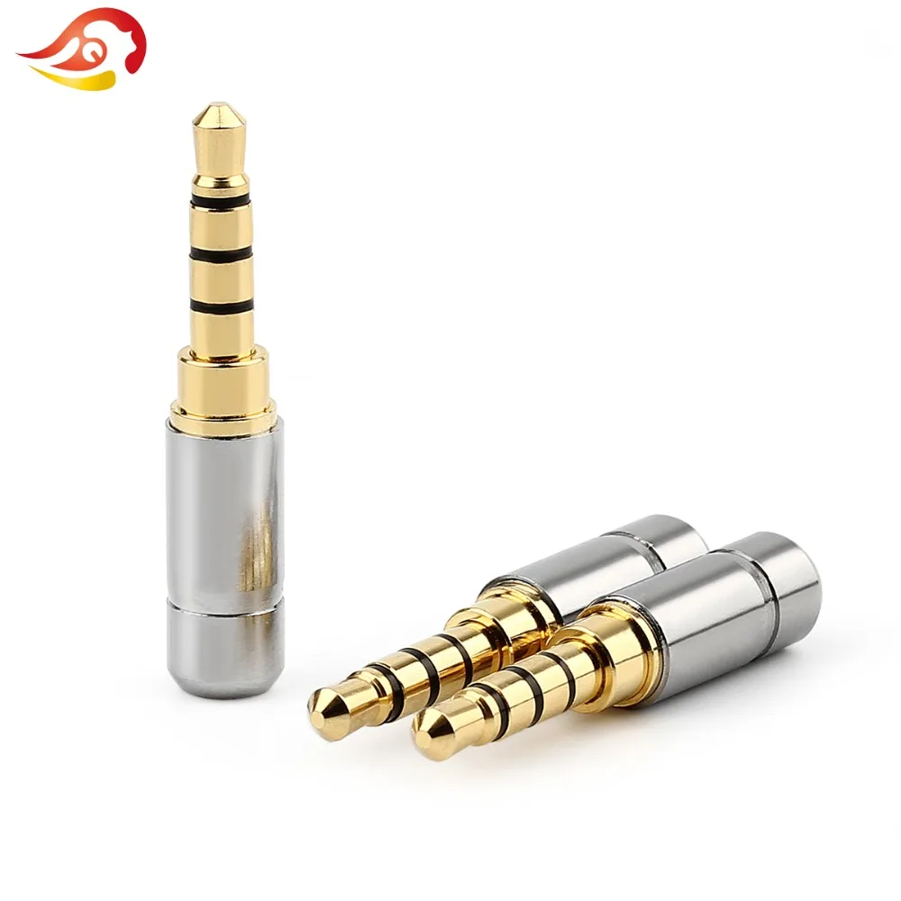 QYFANG 3.5mm 1/8\'\' Stereo 2/3/4 Poles Audio Jack Earphone Plug HiFi Stereo Headphone Gold Plated Copper Solder Wire Connector