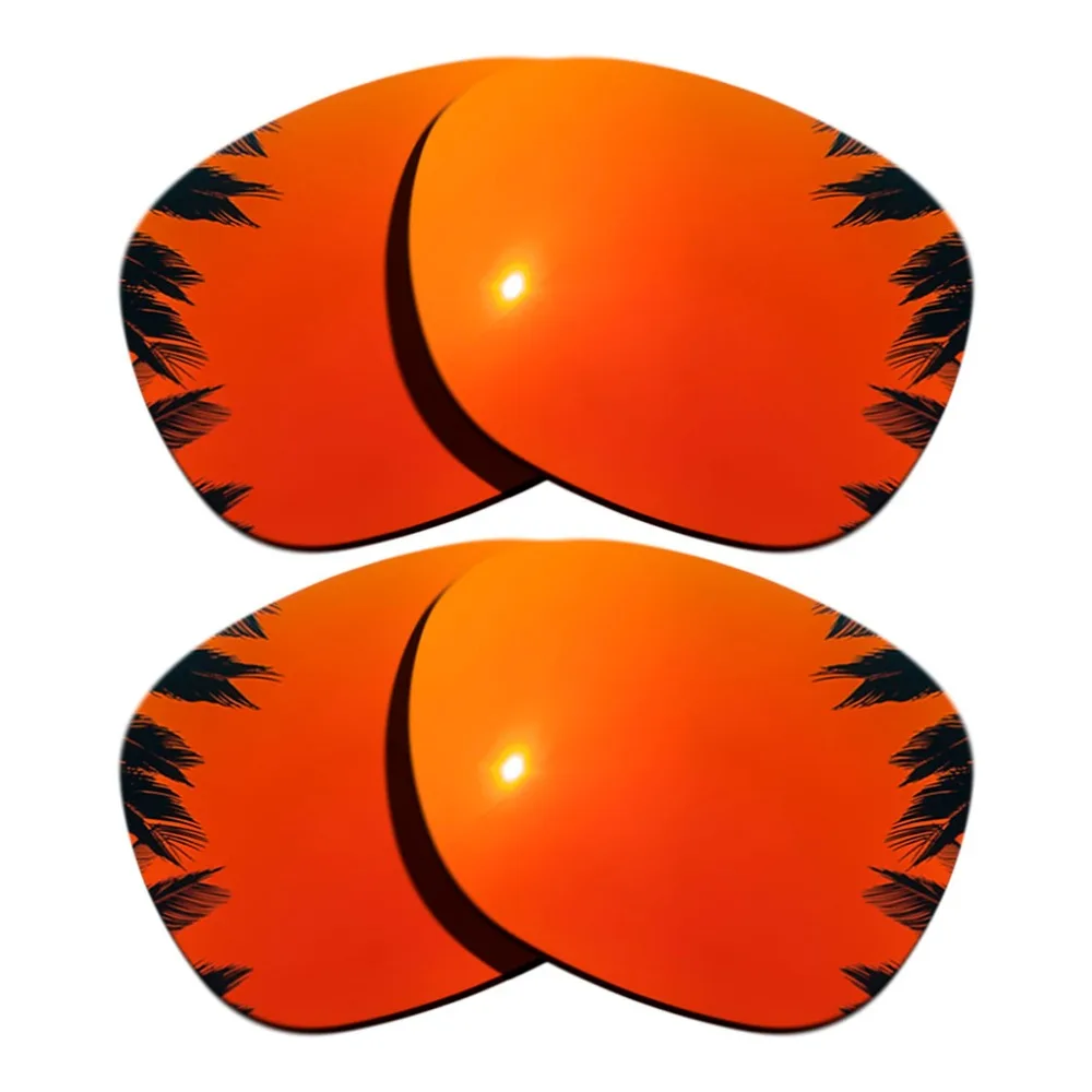 (Orange Red Mirrored+Orange Red Mirrored Coating) 2-Pairs Polarized Replacement Lenses for Garage Rock 100% UVA & UVB Protection