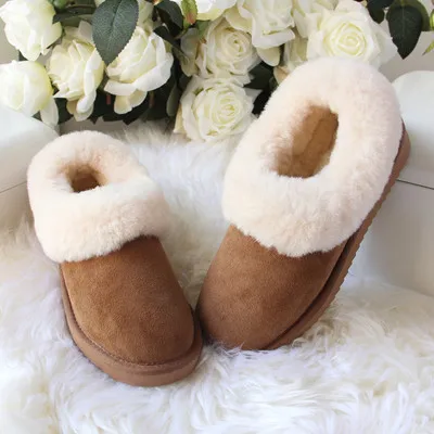 New European winter sheep\'s fur-in-one snowboots, cotton shoes, household thicker, shallow-mouthed, non-skid cotton shoes, 2019