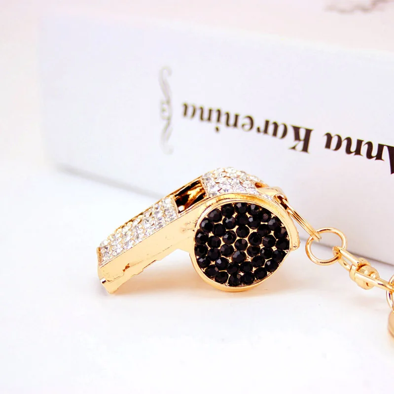 Fashion Creative Lovely Crystal Whistle Car Pendant Keychain For Women Bag Keychains Rhinestone Car keyrings Gifts Jewelry