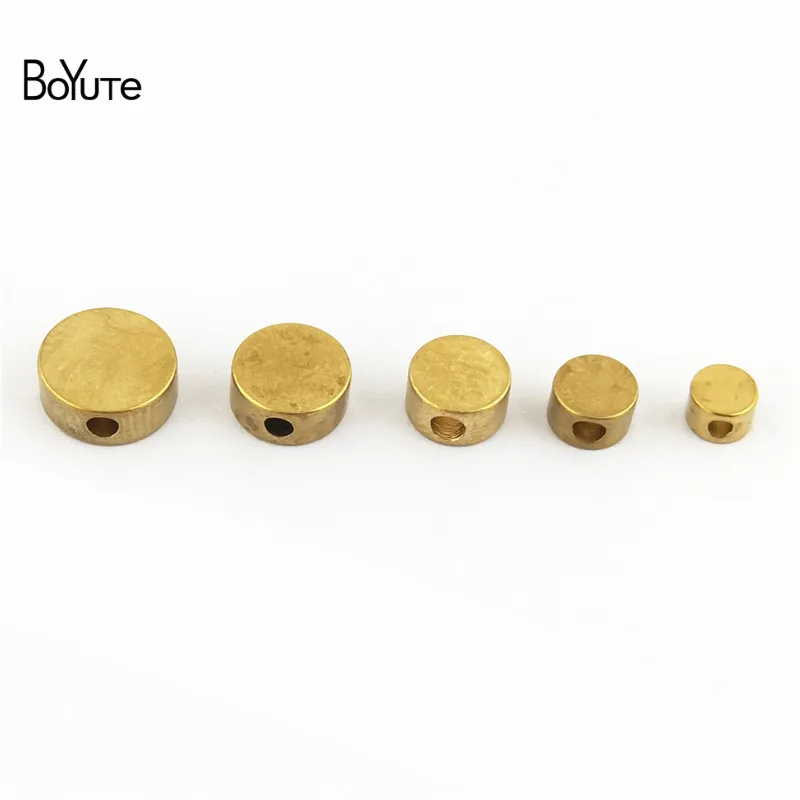 BoYuTe (100 Pieces/Lot) Round 4-5-6-7-8-10mm Metal Brass Beads Diy Hand Made Spacer Beads Jewelry Making