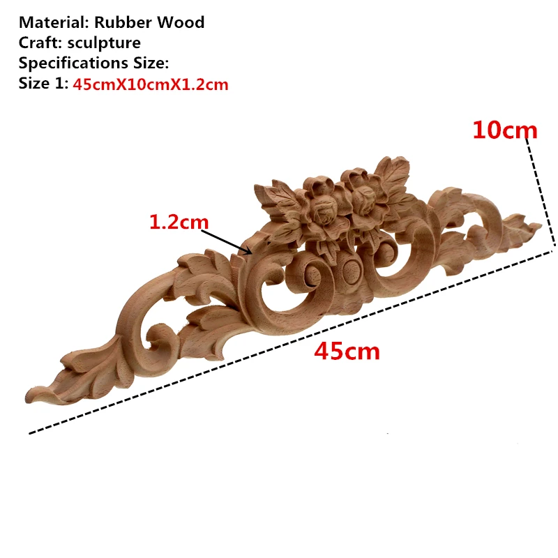 VZLX Wood Carving Decal Bed Windows Wooden Miniatures Unpainted Furniture Cabinet Decorative Figurines Applique Home Decoration