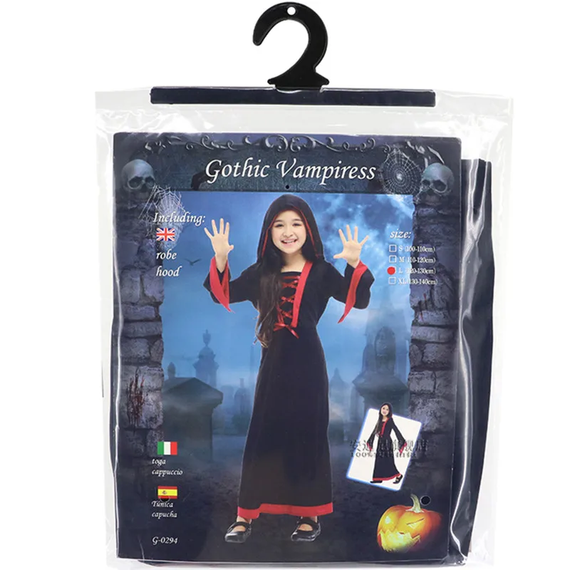 키즈 소녀 고딕 뱀파이어 의상 새해 할로윈 크리스마스 카니발 부활절 COS 멋진 드레스 어린이 마녀 코스프레 옷