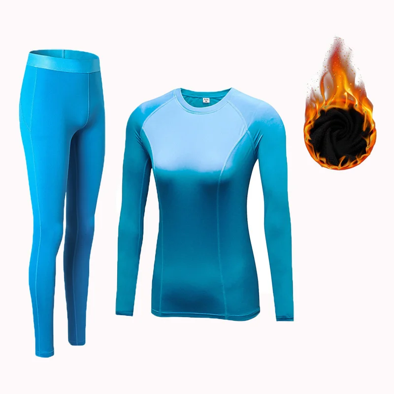 Winter Thermal Underwear Women Quick Dry Anti-microbial Stretch Plus velvet Thermo Underwear Sets Female Warm Long Johns