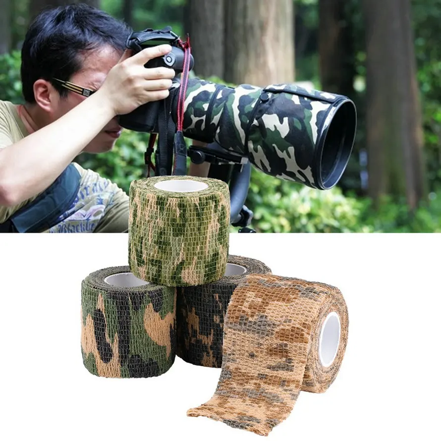 Fita camuflada 5cm x 4.5m, exército ferramenta de tiro de caça camuflagem furtiva fita envoltório durável à prova d' água