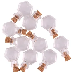 50pcs Transparent hexagon Glass Bottle Jars Vials Wishing Bottle Cute Art Bottles with Corks Stopper DIY craft gift