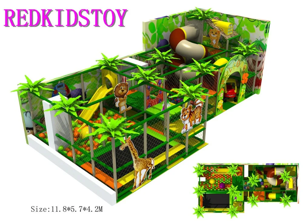 Designed for Turkish Customer Jungle Themed Indoor Playground Castle With Half Three Levels HZ-170213A