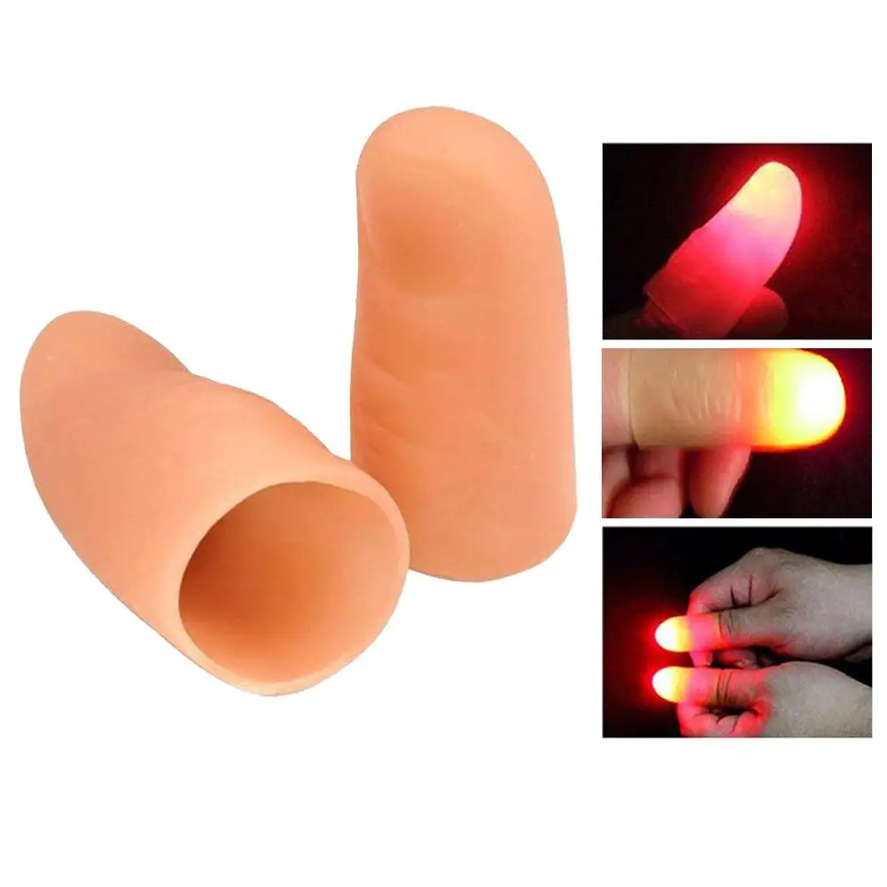 Magic Led Light Up Magic Trick Prop Thumb Lamp Tip Light Flash Light Thumb Close Up Magicians Professional Toy Red Blue Rainbow