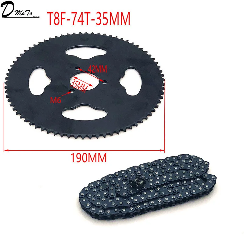 47cc 49cc T8F chain 136 Links and 38 54 74 teeth Chain plate sprocket for mini moto atv quad 2 stroke engine parts accessories