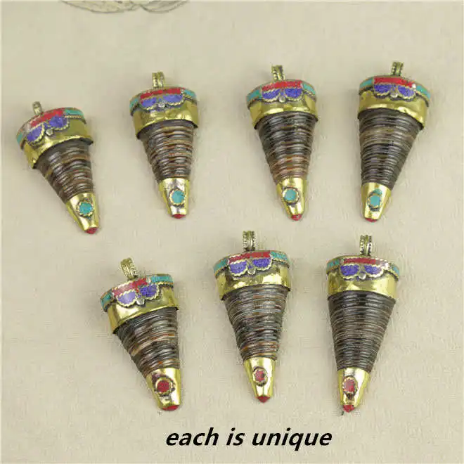 TBP598 Tibetan Amulet Pendants for Man Copper Capped Natural Lovely Sea Snail Pendant 50-70mm