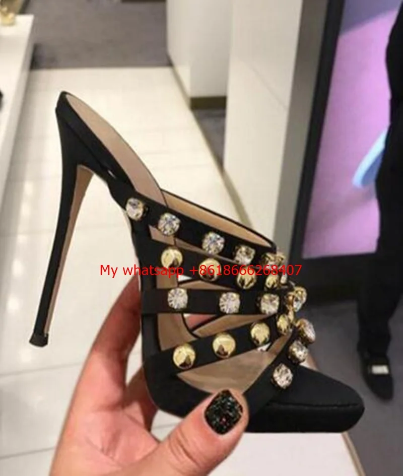 

Luxury Crystal Heel Sandals Brand Design Sexy Bling Rhinestone High Heel Women Sandals Elegant Party Shoes Women