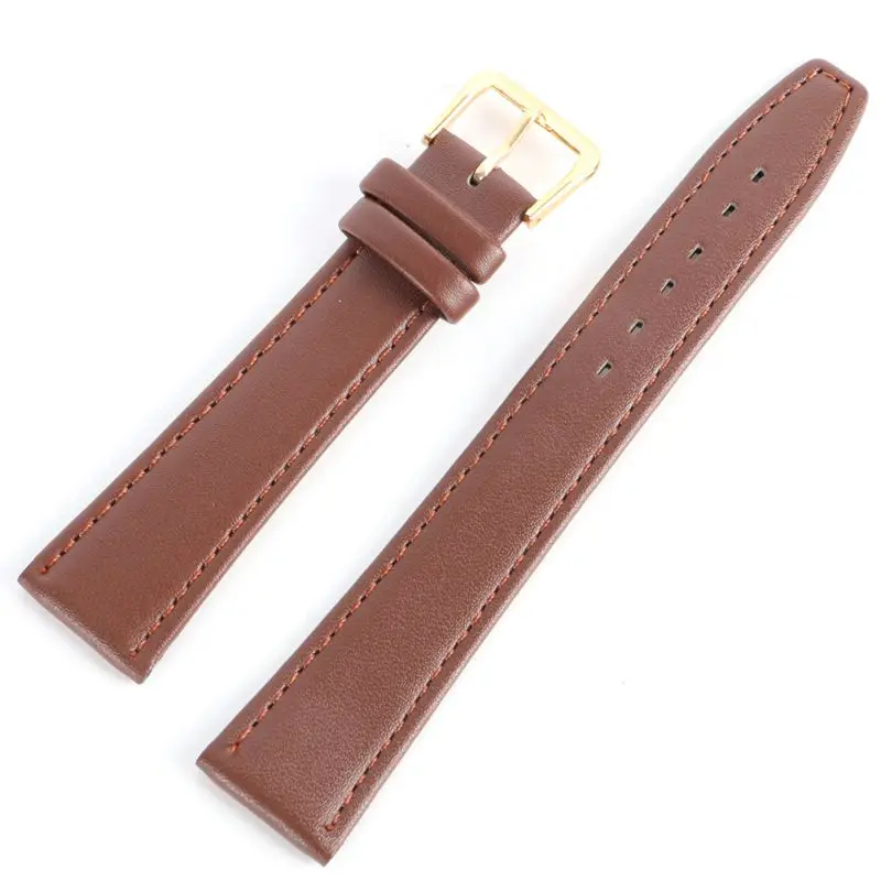 Newest Fashion Men Women Durable Soft Pin Buckle Watch Strap PU Leather Watchband  Black & Coffee 12 -20 Mm