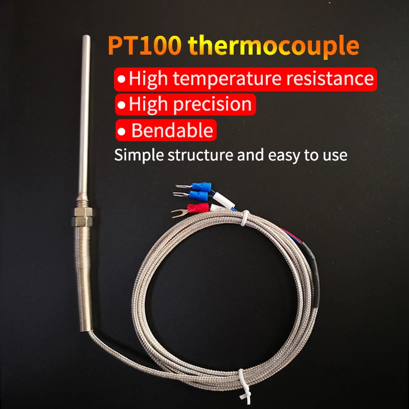 k & PT100 type Thermocouple Probe 3-Wire M8 Thread Temperature Sensor For Thermostat REX-C100