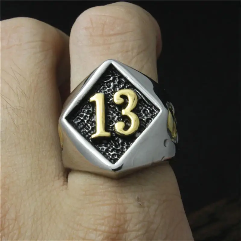 316L Stainless Steel Biker 13 Ring Mens Motorcycle Biker Band Party Mens Ring